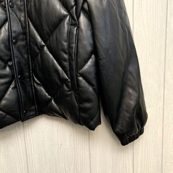 Pistola Callista Long Sleeve Puffer Jacket Vest Black Faux Leather Medium NWT - Picture 9 of 10